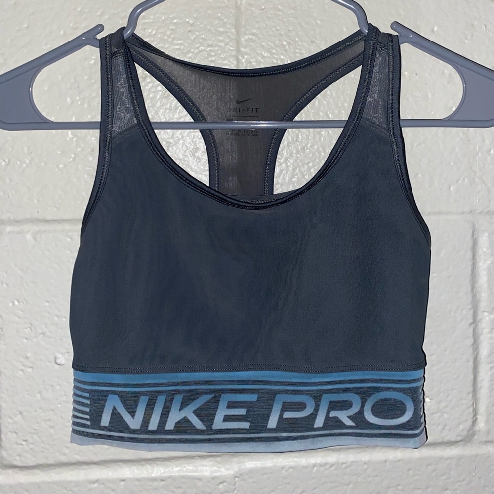 Nike-Pro grey sports bra with mesh back